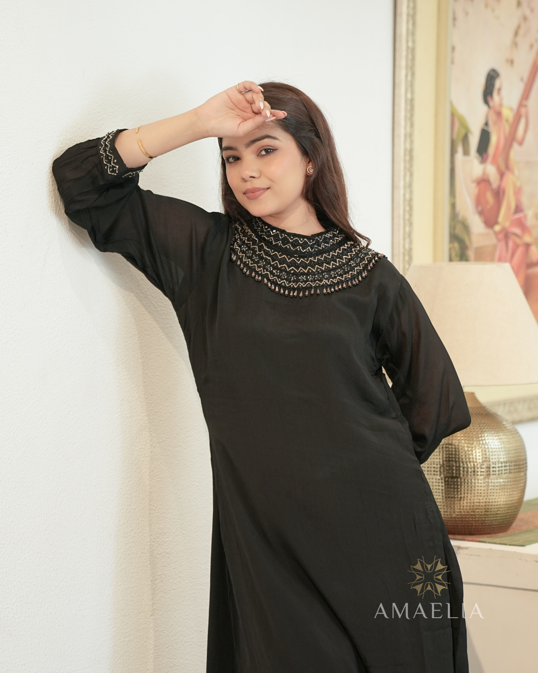 Harshringar — Black Cut Dana Kaftan Co-ord Set