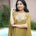 Saanjh — Olive Beaded Kaftan Co-ord Set