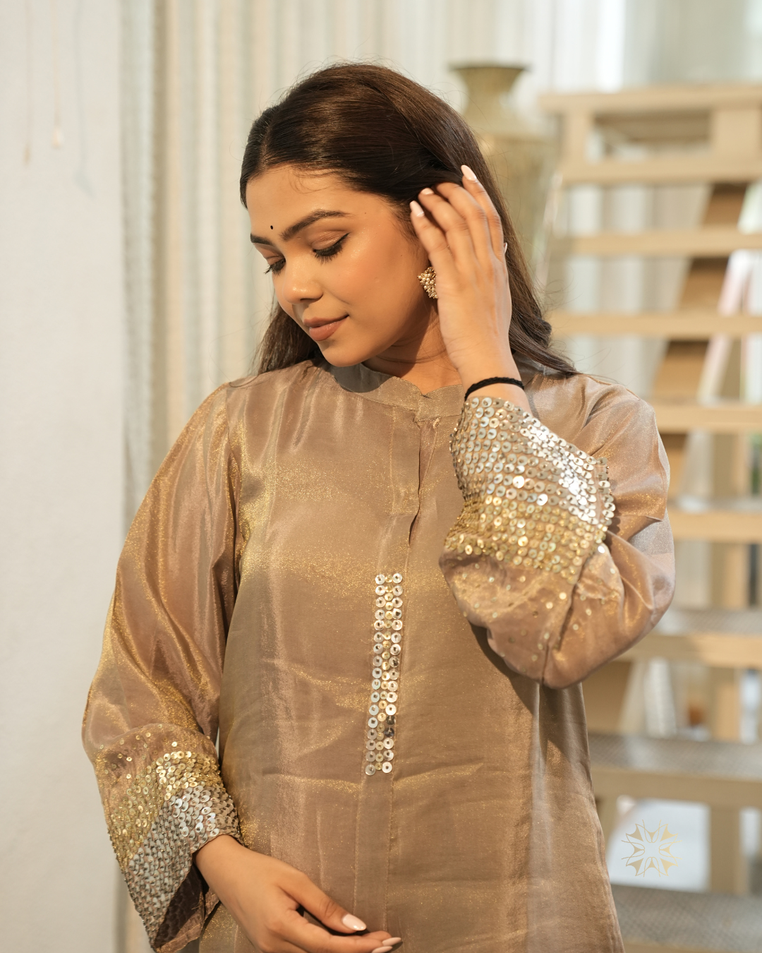 Bakul — Mouse Sequin Tissue Kurta Set