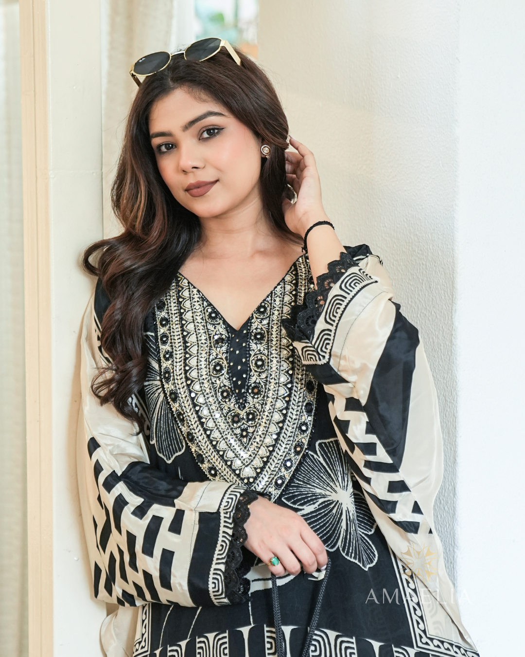 Zohra — Black & Ivory Muslin Co-ord Set