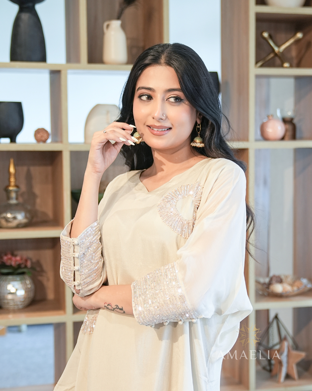 Raat Rani — Champagne Kaftan Co-ord Set