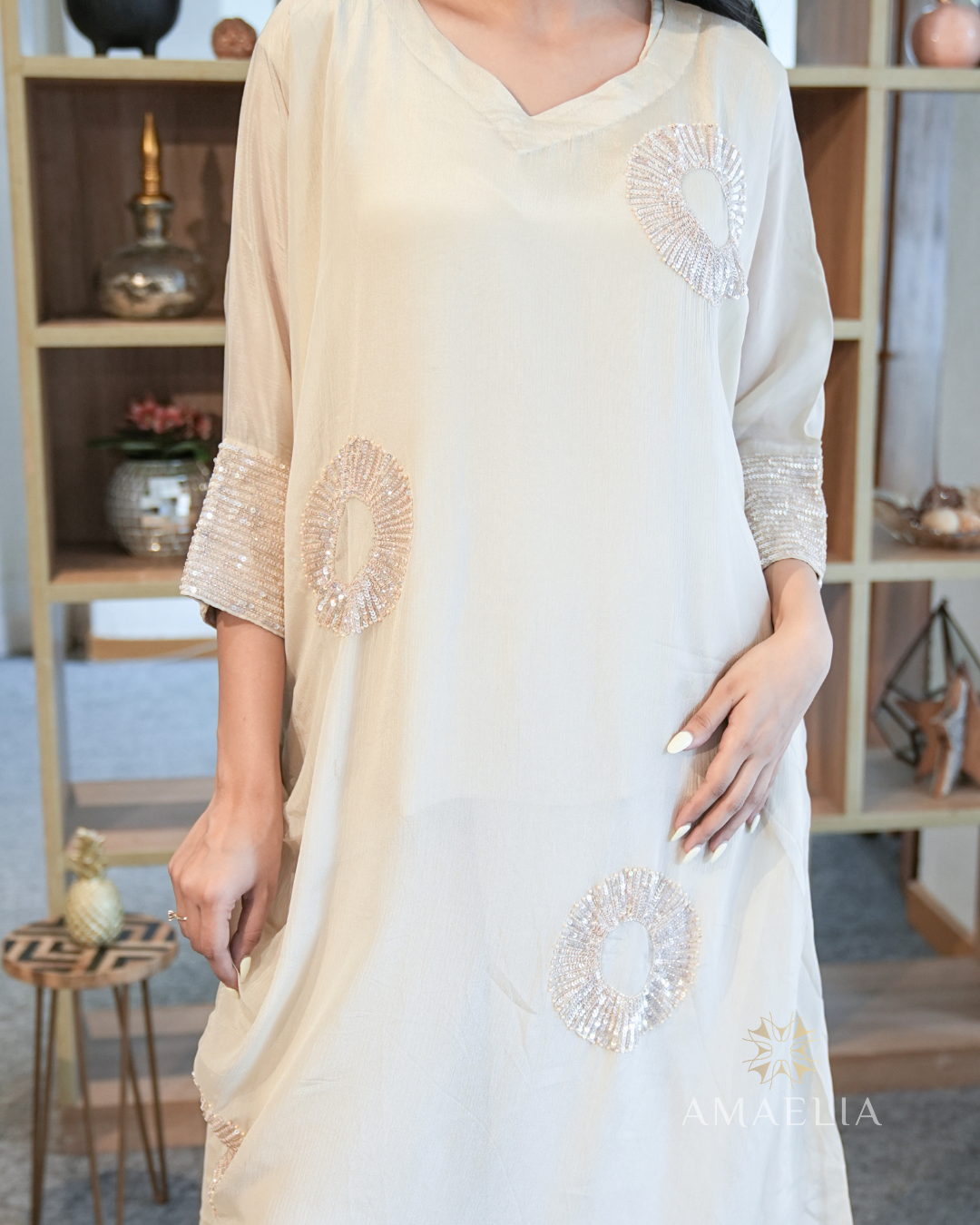 Raat Rani — Champagne Kaftan Co-ord Set