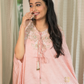 Dhak — Pink Embroidered Crushed Fabric Kaftan Co-ord Set