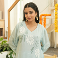 Aparajita — Ice Blue Pearl Chinon Co-ord Set