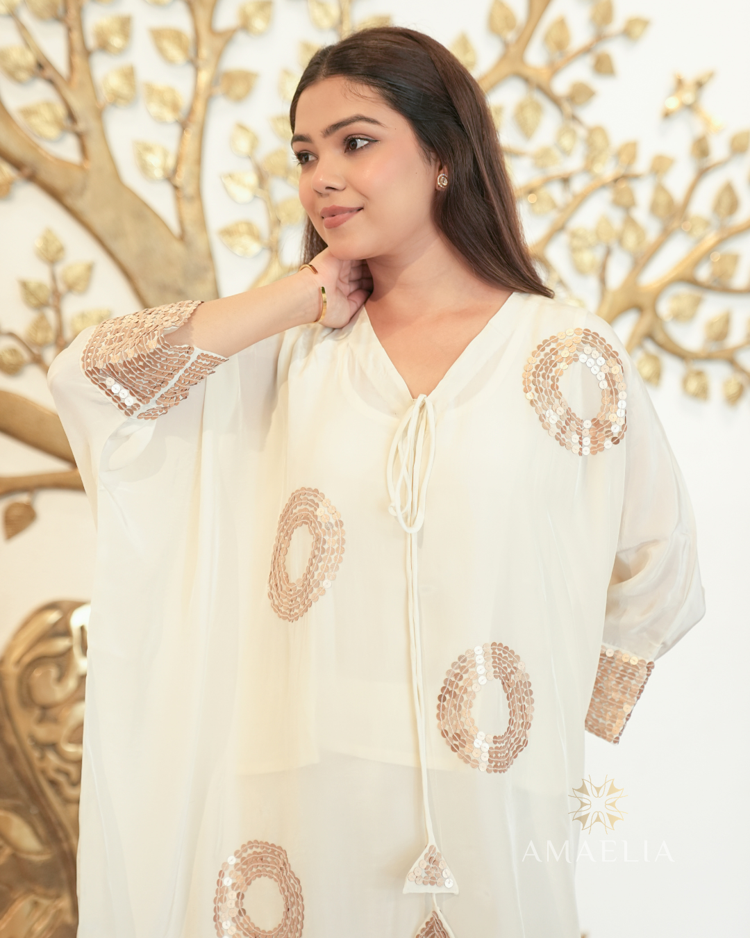 Chameli — Ivory Copper Sequin Kurta Set
