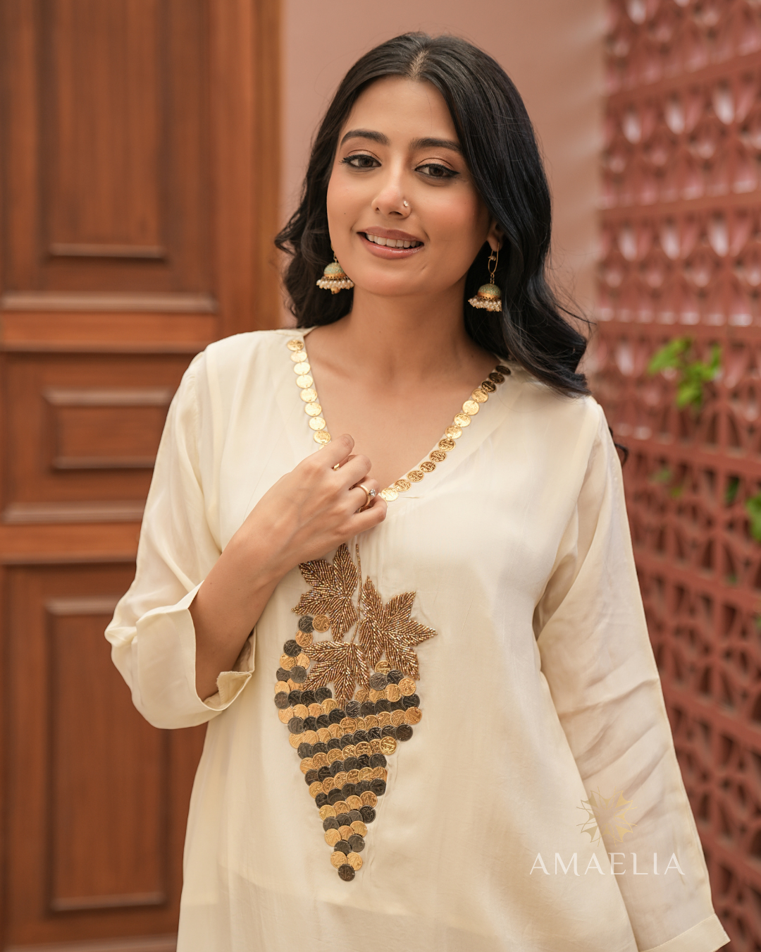 Shabnam — Ivory Cut Dana Crepe Kurta Set