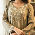 Gulab — Mouse Pearl Crepe Kurta Set