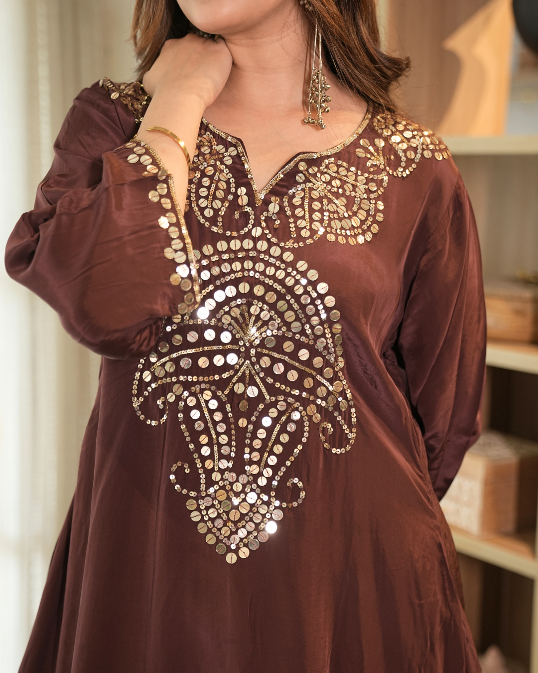 Kewda — Mulberry Sequin Kaftan Co-ord Set