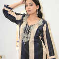 Neelkamal — Navy Blue Mirror Crepe Co-ord Set