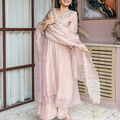 Nazneen — Peach Cut Dana & Zardozi Straight Suit Set